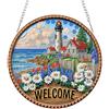 AIRDEA Insegna di benvenuto costiera Diamond Painting Ciondolo Acrilico Doppia Faccia, Faro da spiaggia Diamond Painting Decorazione Sospesa Kit Completo, Diamantini Crystal Art Ciondolo Acchiappasole