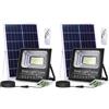 Themishop Set 2x Faro Solare LED 300W con Pannello Solare, Luce Esterno 6500K Ultra Potente, Sensore Crepuscolare Automatico, Telecomando, IP66 Impermeabile, Faretti da Esterno per Giardino, Cortile, Strada