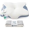 DOLCI SOGNI Cuscino Cervicale per Dormire in Memory Foam, Guanciale Ergonomico Sagomato a Doppia Altezza 9-13 cm per Collo e Spalle, 2 Federe in Tencel e Bambù, 62x42cm