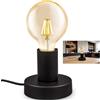 Chao Zan Lampada da tavolo nera, attacco E27, lampada da terra con spina e interruttore, fino a max. 60 W, lampada decorativa per Edison retrò, per soggiorno, camera da letto, studio, bar