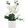 XIZHI Orchidea artificiale in vaso, 28,4 cm, realistica al tatto, fiori di orchidea Phalaenopsis finti in vaso, decorazione per tavolo, centrotavola, casa, ufficio, festa di nozze (bianco)