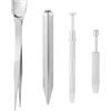 Gosknor 4pz Set Attrezzi Decorazione Torte, Acciaio Inossidabile Cucchiaio Perline Spatola Pinza & 2 Penne Glassatura Attrezzi Professionali Granella per Cottura Biscotti Decorazione Cupcake (Argento)