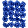 Corkwaw 25 teste di rose artificiali da 7,6 cm, fiori di rosa in seta | Decorazione per festa di nozze, casa, giardino, fai da te, decorazione per scatola regalo (blu)