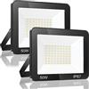 YIQIBRO Faretto LED da Esterno 50W, Faro LED IP67 Impermeabile, 2 Pezzi | 5000LM 6500K Bianco Freddo Lampade LED Esterno, Luce di Sicurezza per Giardino, Garage, Cortile, Terrazza, Fabbrica, Stadio