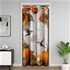 Homemissing Autunno Zucca Tenda porta Rustico Tenda Oscurante Termica 106x203cm Per Ragazzi Ragazze Fattoria Autunno Foglie Di Acero Vintage Paese Camera Da Letto Decorazione Bianco Grigio
