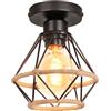 PETITES ECREVISSES Lampada da Soffitto E27 Industriale Plafoniera Vintage Lampadario a Sospensione Nero Retro Corda di Canapa Illuminazione 16CM interna per Cucina Salotto (Plafoniere - 1 pezzo)