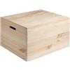 Generico Cassetta in Legno Naturale con coperchio e Maniglie - Contenitore per Regali, Vino e Organizzazione Casa - 55 x 45 x 35 cm misure interne