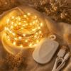 ALEGRE Mini catena luminosa ricaricabile con timer, 2 m, 20 LED, ricaricabile | Catena luminosa a LED, luce bianca calda, a batteria, timer, con 8 modalità e cavo USB, ricaricabile, per camera da letto