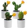 Yibang 4 cactus, bonsai artificiali, decorazione in plastica | Cactus in vaso, 19,3 cm, pianta grassa bonsai, ornamento realistico, per soggiorno, ufficio, cucina, decorazione da tavolo