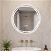 COSTWAY Specchio Bagno Rotondo con Luce LED 50 x 50 cm | Specchio da Parete Retroilluminato con 3 Colori e Luminosità Dimmerabili, Memoria e Antiappannamento, Vetro Temperato