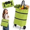 Dengthrive Borsa per la spesa pieghevole di grande capacità, con ruote | Borsa per la spesa in tessuto Oxford impermeabile, 2 in 1, con ruote, borsa a tracolla portatile per la spesa
