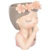 LABRIMP Vaso Testa di Donna in Ceramica Rosa, Leggero, per Uso Interno | Design Creativo per Casa, Accessori Colore Casuale Inclusi, Adatto a Giardinieri, Uso Indoor