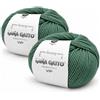 Kalapanta Lana Gatto VIP Gomitoli Cashmere e Lana Merino per Maglia e Uncinetto, 80% Merino Extrafine 20% Cashmere, 2 Gomitoli da 50 g (100 g, 400 m), Ferri n. 3-3,5, Irrestringibile, Verde, Made in Italy