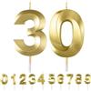 HattusaShield Candele a forma di numero 30, candele di compleanno dorate per torta, candele 3D con diamanti, decorazioni per torte per feste di compleanno, matrimoni e feste di anniversario