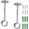 Boutihao 2 Pezzi Staffa Per Montaggio a Soffitto, Bastone Per Tende Inox Supporto, Con Viti, Diametro 25 MM, Staffa Per Tubo Per Guardaroba, Tubo Per Tenda Per Armadio (Argento)