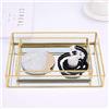 Tissting Vassoio Vetro Dorato a Specchio, Bagno Vassoio Decorativo Portaoggetti Organizer Metal Mirrored Ornate Jewelry Tray per Gioielli Profumi Trucchi(S)