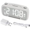 ROCAM Radiosveglia digitale per camera da letto, con luce notturna calda e Bluetooth, sveglia digitale con luminosità regolabile, snooze, radio FM, timer di sonno, porta di ricarica USB-A e
