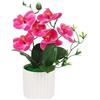 XIZHI Orchidea artificiale in vaso, 28,4 cm, realistica al tatto, fiori di orchidea Phalaenopsis finti in vaso, decorazione per tavolo, centrotavola, casa, ufficio, festa di nozze (viola)