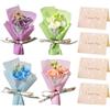 FOSDICK 4pcs Mini Gelsomino Bouquet Fiori Finti + 4pcs Biglietti di Auguri | Piccolo Mazzo Di Fiori Gelsomino, Mazzolini Fiori Artificiali, Idee Regalo Donna Compleanno,Natale,San Valentino,Matrimonio
