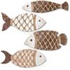 Cryptadg 4 Pezzi Decorazione Murale con Pesci di Legno con Colla a Punti | Retro Decorazioni Casa, Stile Spiaggia, Diverse misure, Sculture di Pesce per Bagno, Soggiorno, Camera da Letto e Corridoio