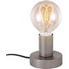 Mengjay Trade Lampada da Tavolo Moderno, abat-jour da comodino piccola in metallo color nickel opaco/Nero, luce da lettura industriale, attacco per lampadina E27 non inclusa, interruttore sul cavo (Silver)
