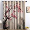 Generic Tende Oscuranti per Interni 2 Pannelli 140x160 cm con Occhielli, Tende Fiori di Ciliegio Stampate Retrò Orientale per Camera da Letto, Soggiorno, Termiche Isolanti A-3334