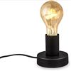 Mengjay Trade Lampada da tavolo vintage con interruttore a cavo Lampada da comodino retrò Lampada da tavolo E27 nero opaco senza lampada Ø10cm (Nero)