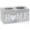 Joe Davies Portacandele doppio in stile shabby chic, color grigio provenzale, disponibile con le scritte Love o Home, Home