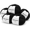 Kalapanta Lana Gatto VIP Gomitoli Cashmere e Lana Merino per Maglia e Uncinetto, 80% Merino Extrafine 20% Cashmere, 5 Gomitoli da 50 g (250 g, 1000 m), Ferri n. 3-3,5, Irrestringibile, Nero, Made in Italy