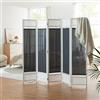 [en.casa] Paravento Divisorio Pieghevole per Interni in 5 Pannelli Separè Decorativo per Camera da Letto Studio Medico 200 x 170 cm - Bianco/Grigio Scuro