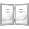 YiPinYin Elegante cornice doppia placcata in argento da 10,2 x 15,2 cm, cornice in metallo con perline da 15,2 x 10,2 cm, con retro in vero vetro e velluto, doppia cornice in argento di alta qualità, 15 x 10