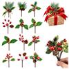 YKTOZU 12 Rami Di Pino Artificiali,Decorazione Natalizia,Bacche,Pigne | Rami Decorativi Natalizi,Decorazione Pigne,Fiori Artificiali,12 A 17 Cm Flessibili,Per Ghirlande Scatole Regalo,Bricolage