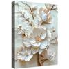 HALFLEMART Fiore di Peonia Bianca 3D Quadri Moderni Quadro Moderno Stampa su Tela Con Cornice Fiori Beige Pittura Immagine Quadri su tela Quadretti da Parete Soggiorno Camera da Letto Corridoio 40x60cm