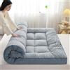 HUMAJORY Materasso Giapponese da Pavimento, Materasso Futon Spesso, Materassino, Materasso Pieghevole Arrotolabile, Materasso for Dormitorio, Cuscino da Pavimento, Letto(Plaid Blue,80x200cm)
