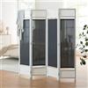 [en.casa] Paravento Divisorio Pieghevole per Interni in 4 Pannelli Separè Decorativo per Camera da Letto Studio Medico 160 x 170 cm - Bianco/Grigio Scuro
