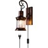 WEITINX Lampade da parete in stile retrò, 2 in 1, bronzo anticato, vintage, illuminazione da parete, spina fissa, lanterna industriale, lampada da parete in metallo per camera da letto, casa, sala da
