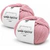 Kalapanta Lana Gatto VIP Gomitoli Cashmere e Lana Merino per Maglia e Uncinetto, 80% Merino Extrafine 20% Cashmere, 2 Gomitoli da 50 g (100 g, 400 m), Ferri n. 3-3,5, Irrestringibile, Rosa, Made in Italy