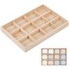 Yimomoyi Scatola Divisoria in Legno Incompleto, Vetrina con 12 Scomparti | 35 x 24 x 3,5cm Organizer per Calzini, Contenitore per Biancheria Intima, Vassoio Espositivo in Legno per Gioielli