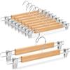 YIYAXIN 10 Grucce Pantaloni Legno Naturale con Clips Regolabili & Gancio 360°, Appendiabiti Antiscivolo Professionali Robusti, Gruccia Gonne Liscio Resistente per Pantaloncini Calzino Biancheria (33cm)