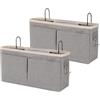 XMIRAKLIX 2 Pezzi Tasca Portaoggetti Letto, Porta Oggetti Letto da Appendere con Tasche Frontali, Rete Laterale e Ganci, Organizer in Tessuto con Supporto in Metallo per Letto, Sedia O Armadio, Grigio