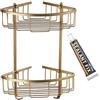 ImyHok Mensola da Doccia Portaoggetti Organizzatore Shampoo a Parete Vassoio Scaffale Angolare Bagno Ottone Metallo Montaggio Muro Design Moderne 2 Strati Triangolo Cestino Bronzo Antico