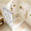 Fushabana Asta per tenda da doccia, a forma di L, 60-138 cm, regolabile, angolare, in acciaio inox, con 12 anelli e supporto a soffitto, per bagno, vasca da bagno e cabina doccia, richiede foratura, bianco
