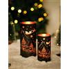 Romadedi Decorazione natalizia per interni: Romadedi set di 2 candelieri in vetro per decorazioni natalizie, candelabri da tavolo in vetro cilindrico per finestre, decorazione invernale nero oro
