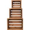 ITA Home & Garden Set di 3 scatole di legno impilabili, stile vintage | Casse pieghevoli in legno morbido certificato FSC