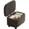 SnamicE Pouf Contenitore con Parte Superiore Ribaltabile in Pelle, poggiapiedi a cubo con Struttura in Legno massello, Sgabello Imbottito, Seduta Extra per Soggiorno,Black-40x30x25cm