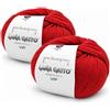 Kalapanta Lana Gatto VIP Gomitoli Cashmere e Lana Merino per Maglia e Uncinetto, 80% Merino Extrafine 20% Cashmere, 2 Gomitoli da 50 g (100 g, 400 m), Ferri n. 3-3,5, Irrestringibile, Rosso, Made in Italy