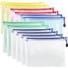 Chiluxendo 12 Pcs A4 Sacchetto di Zip Impermeabile, Borse di File Mesh, Trasparenti Cartelline Portadocumenti, Buste Plastica Zip, Sacchetto del Documento per Documenti, Ricevute, Cosmetici, 5 Color