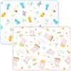 Syncharm 2 Fasciatoio Portatile Neonato, Materassino Fasciatoio Impermeabile 50x70cm, Traversine Neonato Fasciatoio Morbido, Cuscino Fasciatoio Lavabile per Cambio Pannolino (Conigli e dinosauri)