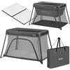 LIONELO Alice Lettino da Viaggio 3 in 1 con Materasso 0-15 kg | Culla Co-Sleeping e Box Gioco, 104 x 70 cm, 2 Livelli, Pieghevole, Entrata Laterale e Borsa da Viaggio