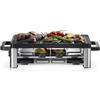 WMF Lono Selection Raclette Grill per 8 persone, potenza 1500 W, 8 padelle antiaderenti, 8 spatole, controllo della temperatura variabile, ripiano sotto la piastra, acciaio inox Cromargan, nero